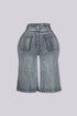 Opulent Rhinestone Denim Bermuda Shorts