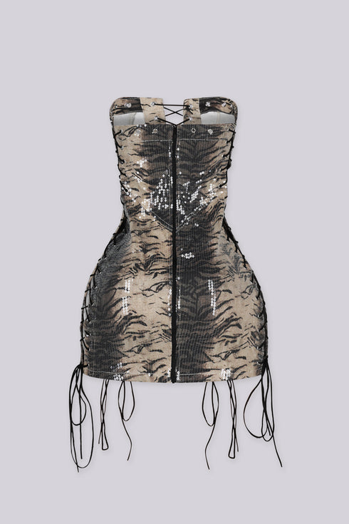 Wild Cat Lace Up Mini Dress