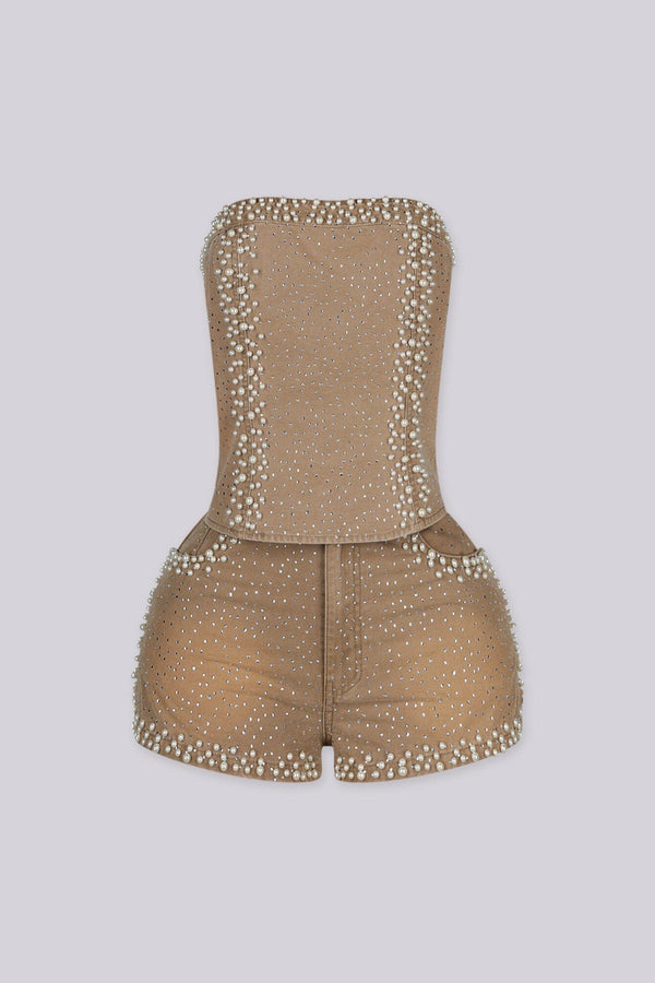 Malsala Pearl Tube Top & Shorts SET