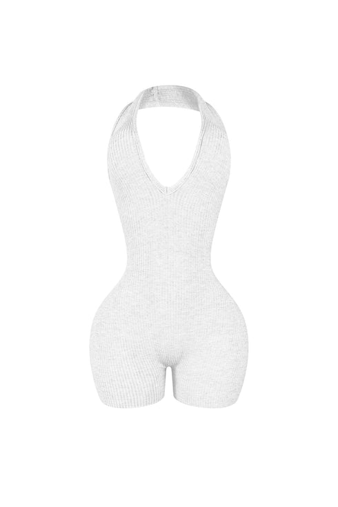 Heading Up Halter Ribbed Knit Romper
