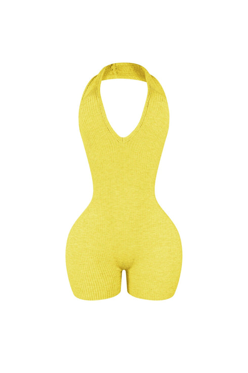 Heading Up Halter Ribbed Knit Romper