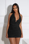 Opal Glow Lace Up Halter Mini Dress