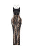 Baroque Blaze Printed Backless Maxi Dress