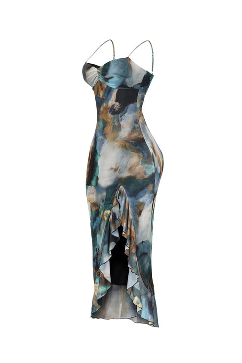 Tealwave Ruffle Tank Midi Dress