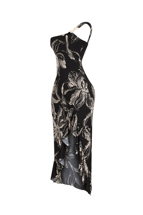 Flarecut One Shoulder Midi Dress