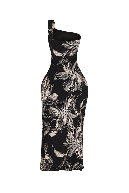 Flarecut One Shoulder Midi Dress