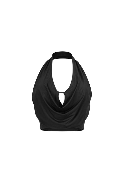 Lightweight Cowl Neck Crop Top