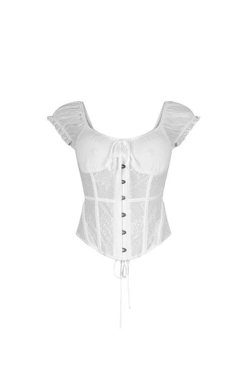 Lattice Lace Chiffon Corset Top