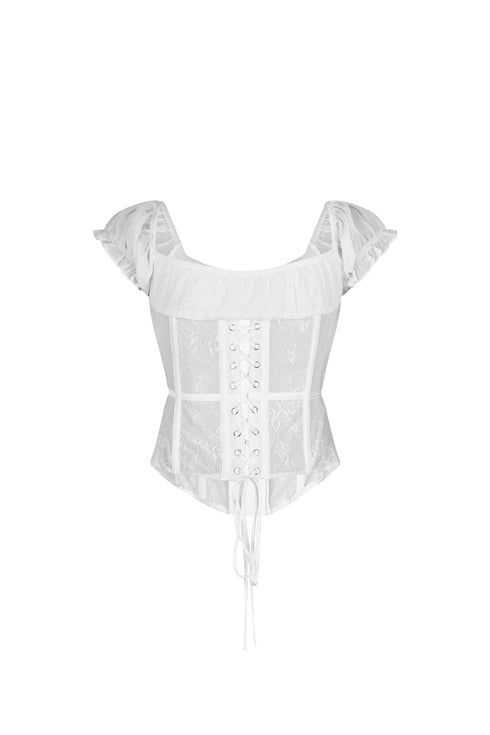 Lattice Lace Chiffon Corset Top