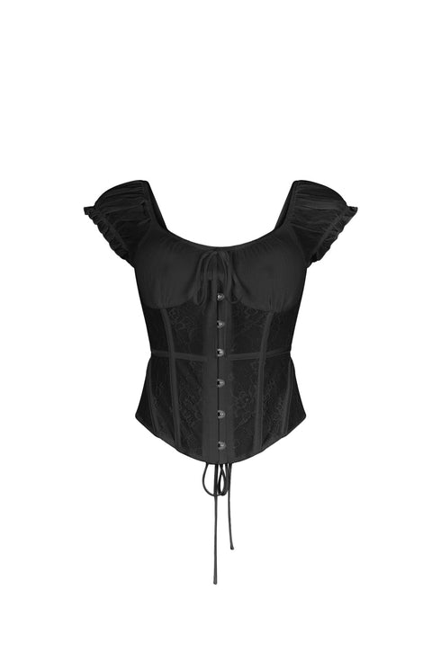 Lattice Lace Chiffon Corset Top