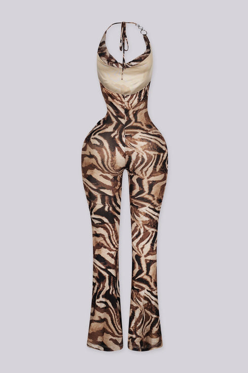 Marbled Reverie Cowl Neck Jumpsuit