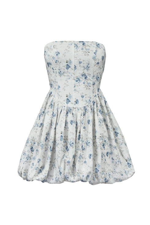 Zinnia Print Corset Bubble Tube Mini Dress