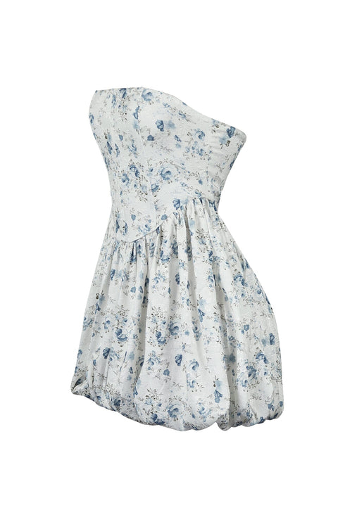 Zinnia Print Corset Bubble Tube Mini Dress