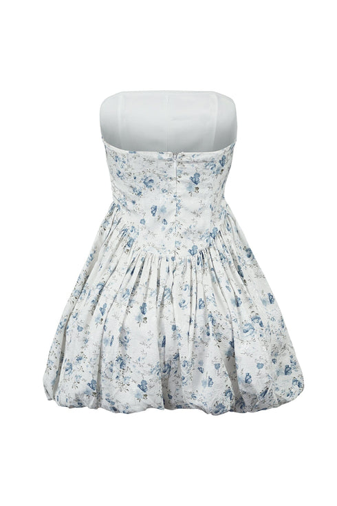 Zinnia Print Corset Bubble Tube Mini Dress