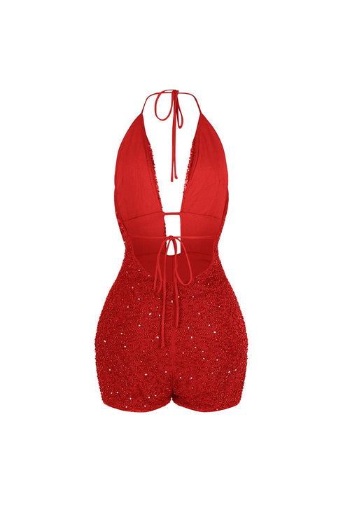 Lightplay Beaded Halter Romper