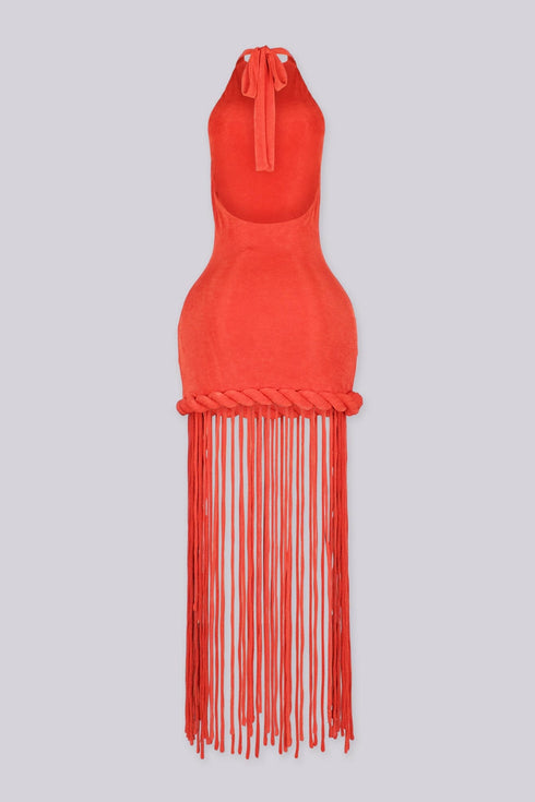 Cleopatra Fringe Tassel Maxi Dress