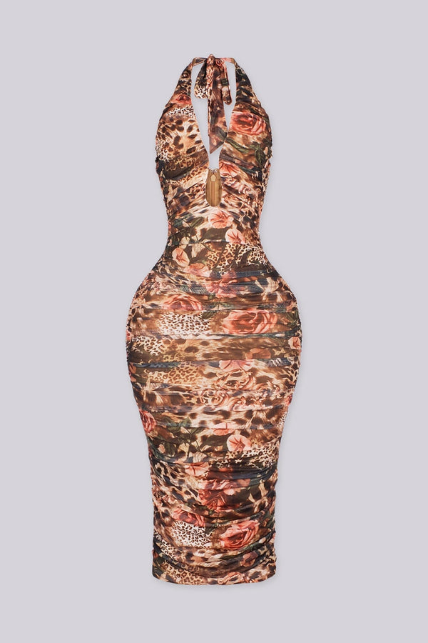 Wild Flower Ruched Midi Dress