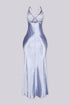 Angel's Blue Satin Maxi Slip Dress