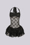 Zirconia Lace Ruffle Mini Dress