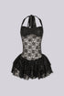 Zirconia Lace Ruffle Mini Dress