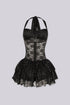 Zirconia Lace Ruffle Mini Dress