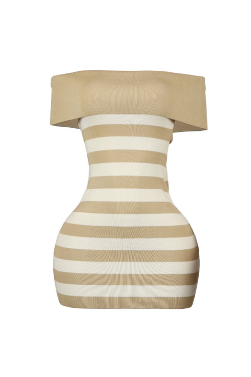 Lara Off Shoulder Sleeveless Striped Mini Dress