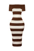 Avery Off Shoulder Sleeveless Striped Maxi Dress