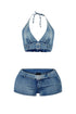 One Call Away Denim Top & Shorts SET