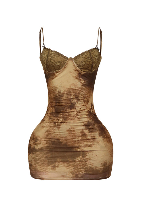 Mula Print Mesh Underwire Bustier Mini Dress