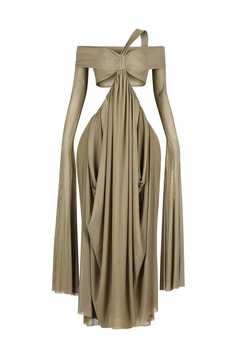 Wrap Me Slow Mesh Maxi Dress