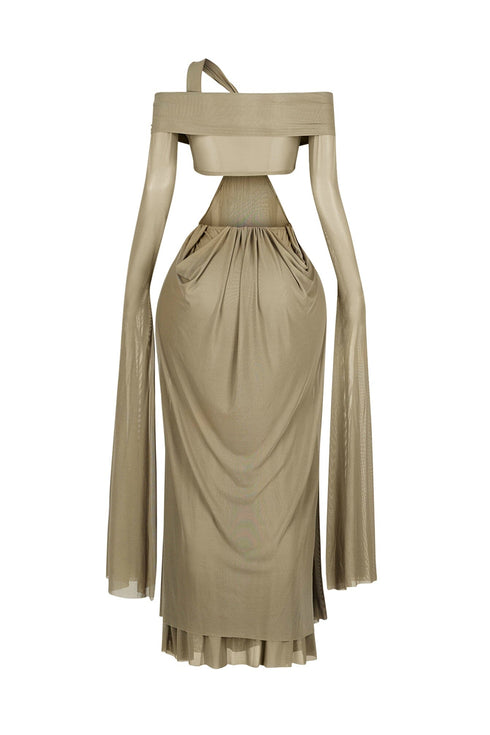 Wrap Me Slow Mesh Maxi Dress