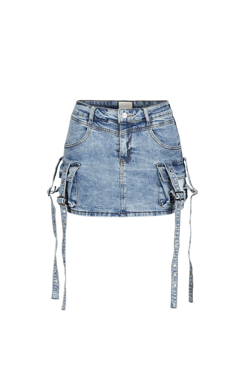 Strap In Denim Mini Skirt