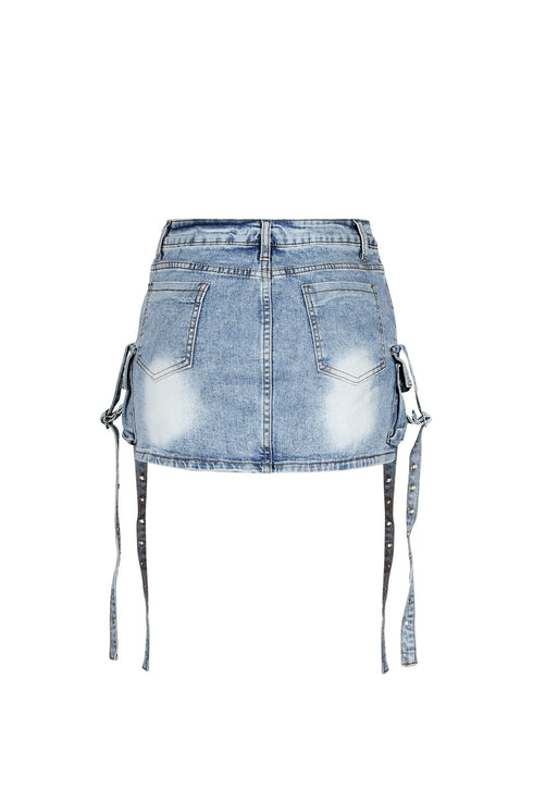 Strap In Denim Mini Skirt