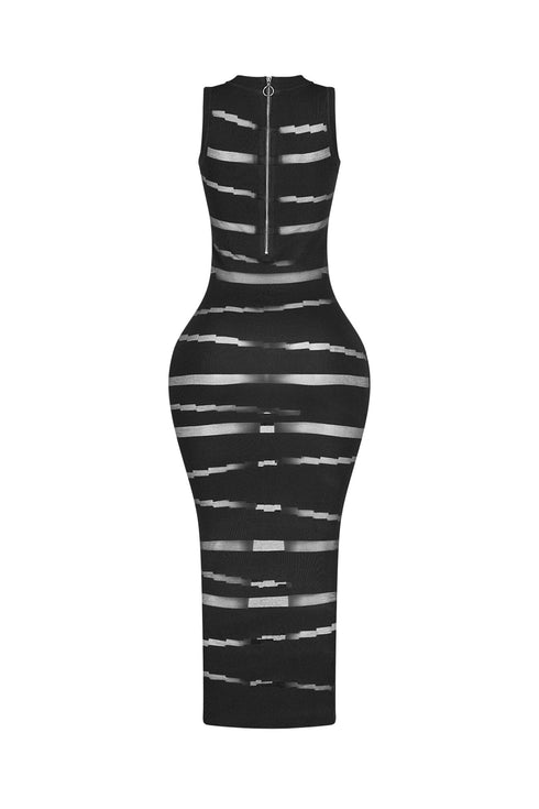 Obsidian Mesh Knit Contrast Dress