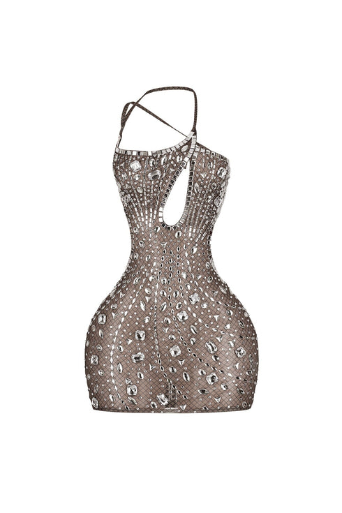 Anastasia Rhinestone Mesh Snake Dress