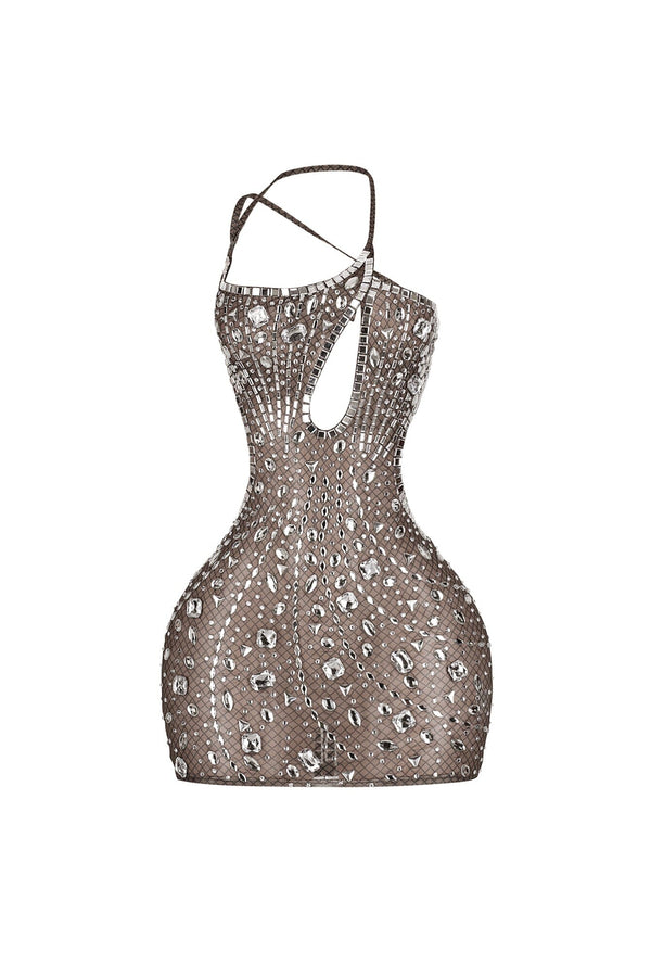 Anastasia Rhinestone Mesh Snake Dress