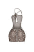 Anastasia Rhinestone Mesh Snake Dress