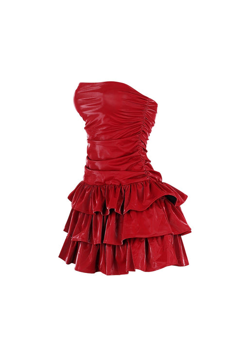 Helsinki Faux Leather Tube Mini Dress