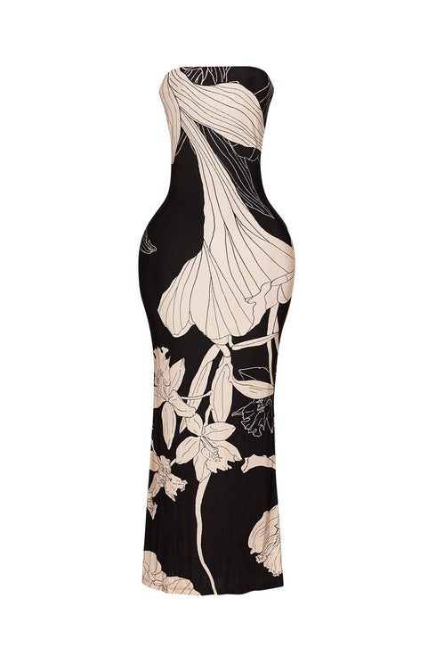 Wellington Floral print tube maxi dress