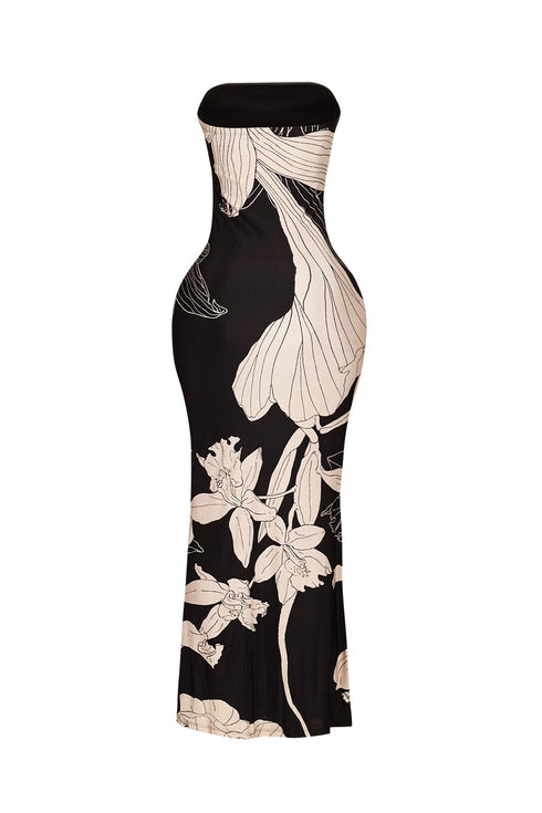 Wellington Floral print tube maxi dress