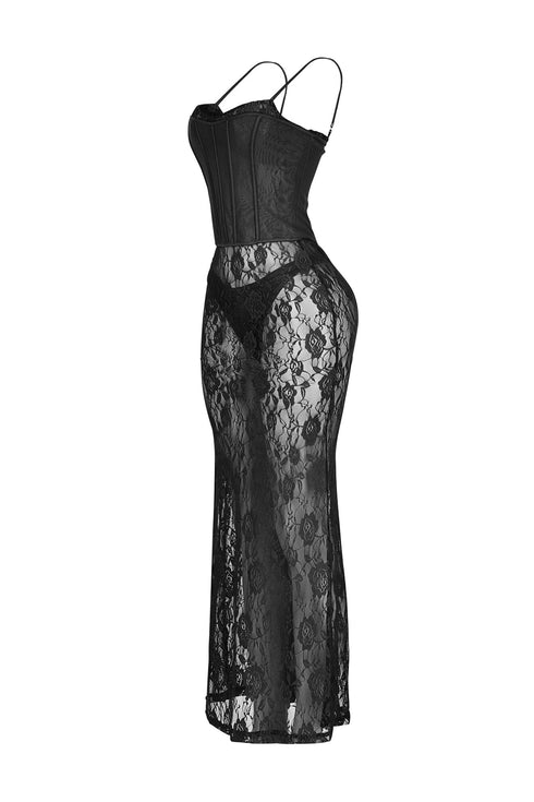 Ebone Lace Corset Maxi Dress