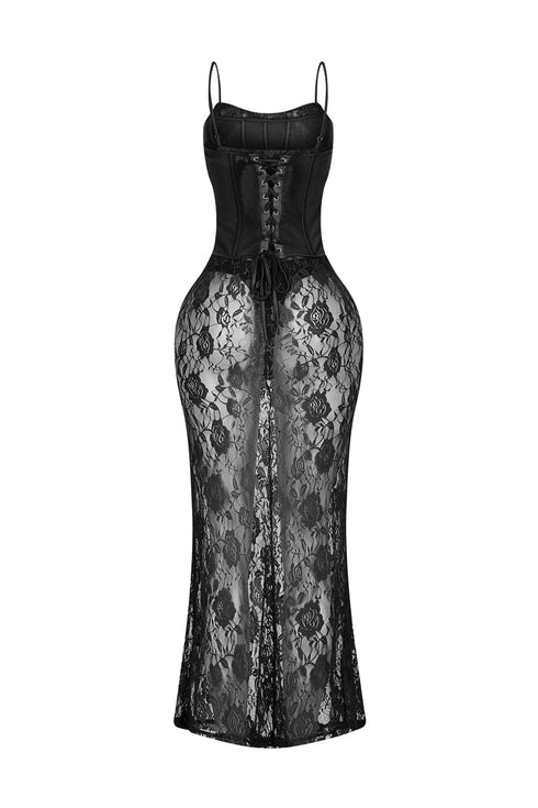 Ebone Lace Corset Maxi Dress