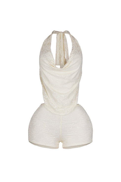 Zelia Lace Halter Romper