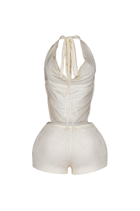 Zelia Lace Halter Romper