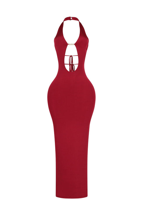 Backburn Cut Out Halter Midi Dress