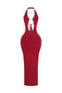 Backburn Cut Out Halter Midi Dress
