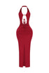 Backburn Cut Out Halter Midi Dress