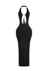 Backburn Cut Out Halter Midi Dress