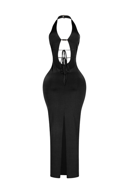 Backburn Cut Out Halter Midi Dress