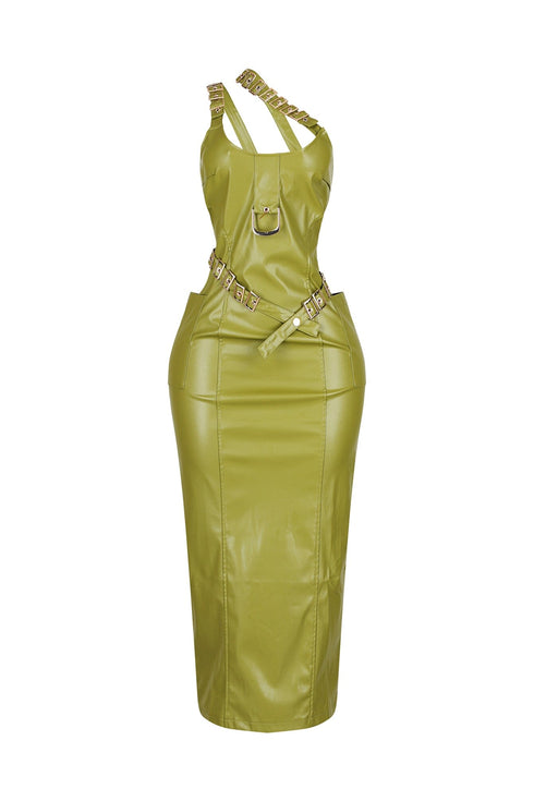 Seoul PU Buckle Maxi Dress